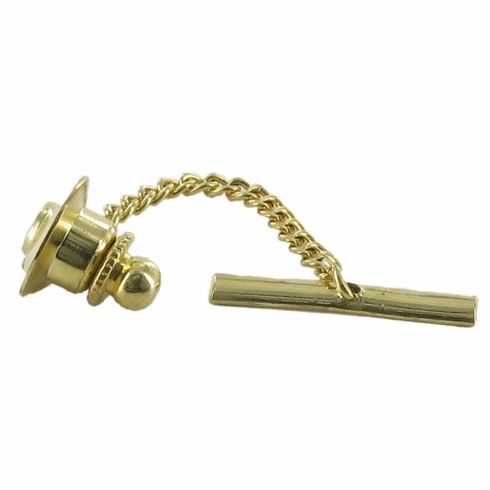 QUALTIY TIE TAC CLUTCH AND CHAIN, GOLD