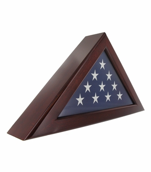 QUEEN ANNE CHERRY WOOD FLAG CASE, HOLDS 3 X 5 INCH FLAG