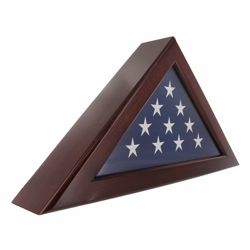 QUEEN ANNE CHERRY WOOD FLAG CASE, HOLDS 3 X 5 INCH FLAG
