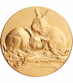 2-Inch in Diameter Round Metal Rabbit Themed Stamped Insert in Multiple Colors