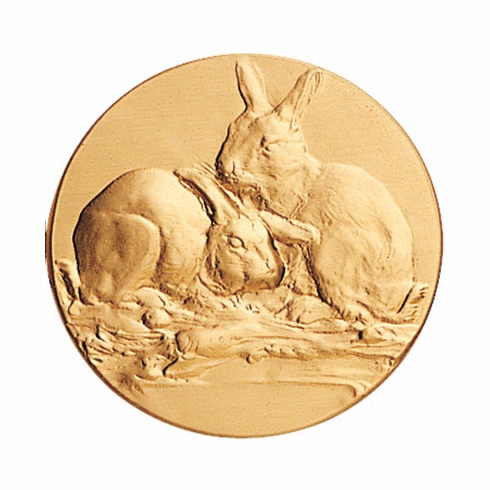 2-Inch in Diameter Round Metal Rabbit Themed Stamped Insert in Multiple Colors