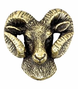 1-1/4 Inch in Height Ram Mascot Pin in Antique Brass