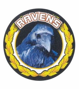 2 Inch in Diameter Round 'Ravens' Themed Gold and Mylar Insert