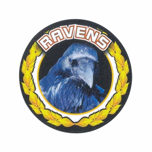 2 Inch in Diameter Round 'Ravens' Themed Gold and Mylar Insert