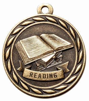 Metal 2-Inch in Diameter Round Reading Medal with Cutomizable Back in Multiple Colors