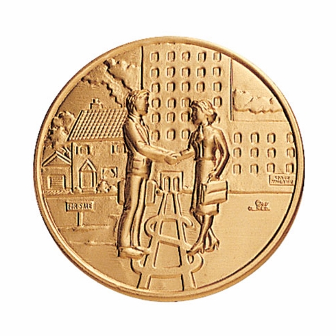 2-Inch in Diameter Round Metal Real Estate Themed Stamped Insert in Multiple Colors