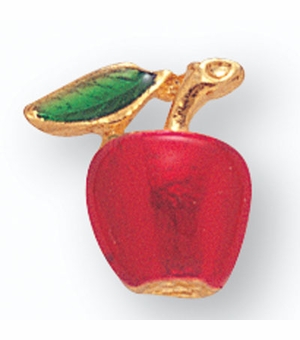 1/2 Inch in Height Die-Cast Modeled Enameled Apple Pin