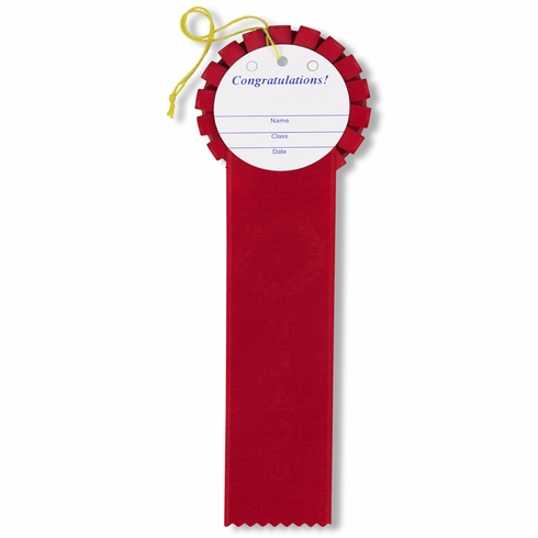 RED RIBBON, ROSETTE 2ND PLACE 2 INCH  MYLAR