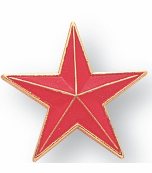 7/8 Inch in Width 3-Dimensional Enameled Red-Gold Star