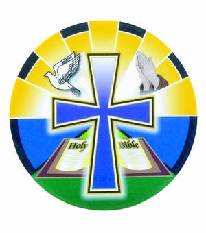 2 Inch in Diameter Round Religious Themed Insert with Mylar Detailing