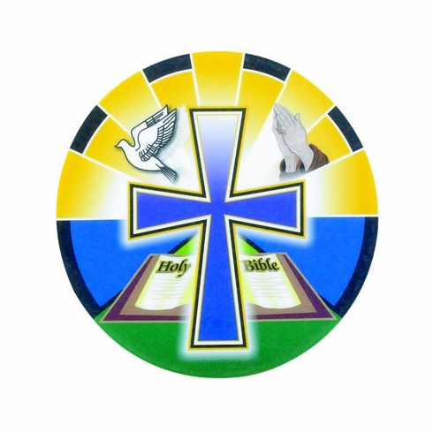 2 Inch in Diameter Round Religious Themed Insert with Mylar Detailing