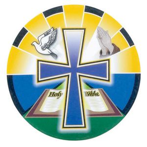 2 Inch in Diameter Round Religious Themed Insert with Mylar Detailing