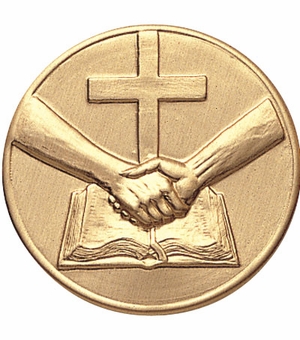 2-Inch in Diameter Round Stamped Metal Religious Recognition Insert in Gold