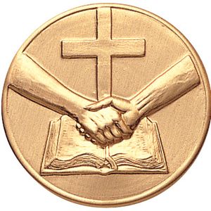 2-Inch in Diameter Round Stamped Metal Religious Recognition Insert in Gold