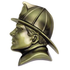 RESIN FIREMSN HEAD ANTIQUE BRASS, 7-3/4X5-3/4