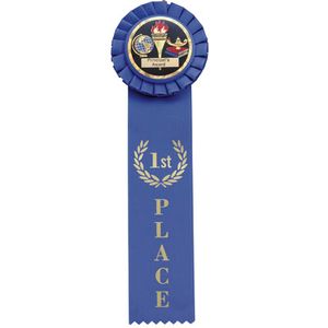 BLUE RIBBON, ROSETTE 1ST PLACE 2 INCH  MYLAR