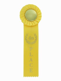 YELLOW RIBBON, ROSETTE 4TH PLACE 2 INCH  MYLAR