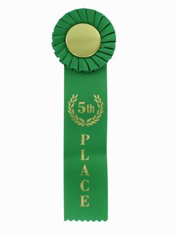 GREEN RIBBON, ROSETTE 5TH PLACE 2 INCH  MYLAR