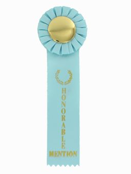 LIGHT BLUE RIBBON, ROSETTE HONORABLE MENTION, 2 INCH  MYLAR