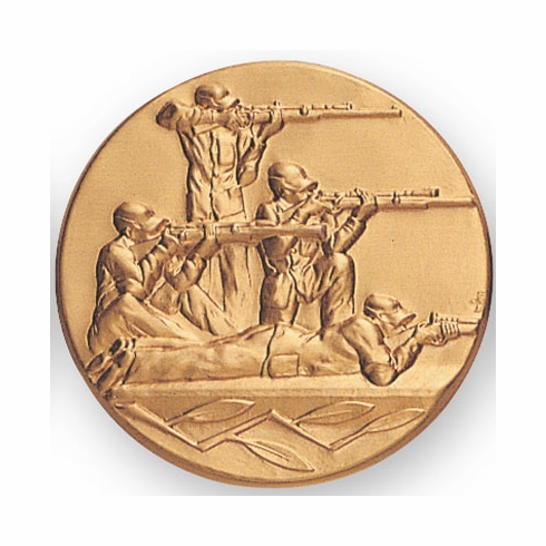 2-Inch in Diameter Round Metal Rifle Shooter Themed Stamped Insert in Multiple Colors