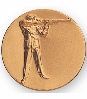 2-Inch in Diameter Round Metal Rifle Themed Stamped Insert in Gold