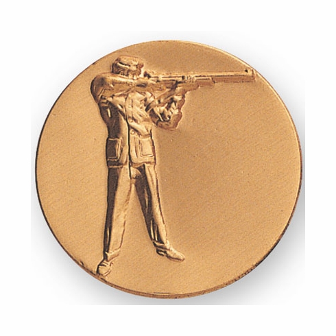 2-Inch in Diameter Round Metal Rifle Themed Stamped Insert in Gold