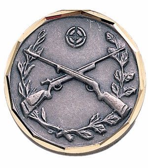 1-1/4 Inch Die-Struck Marksmanship Medal in Gold, Silver, or Bronze