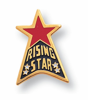 7/8 Inch in Height Enameled 'Rising Star' Pin in Gold