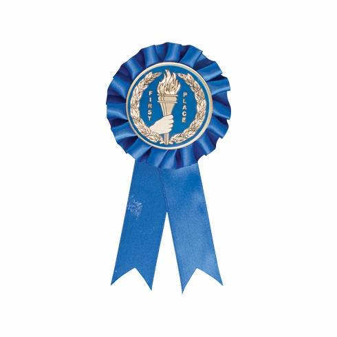 ROSETTE BLUE RIBBON, 2 inch MYLAR