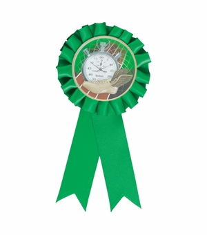 ROSETTE GREEN RIBBON, 2 inch MYLAR