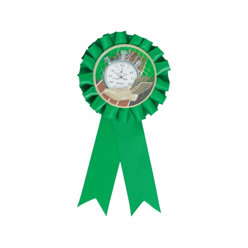 ROSETTE GREEN RIBBON, 2 inch MYLAR