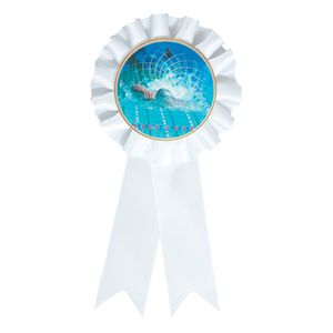 ROSETTE WHITE RIBBON, 2 inch MYLAR