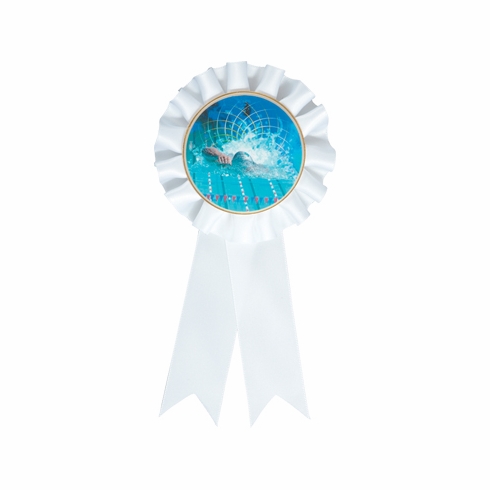 ROSETTE WHITE RIBBON, 2 inch MYLAR