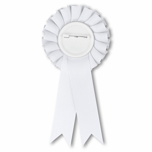 ROSETTE WHITE RIBBON, 2 inch MYLAR