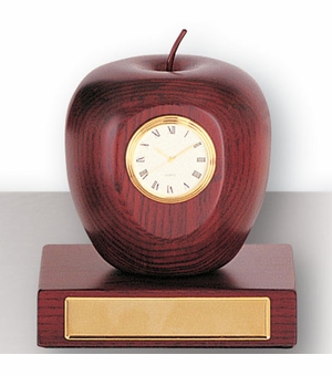 ROSEWOOD APPLE CLOCK ON BASE