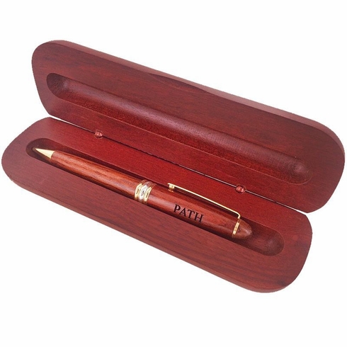 ROSEWOOD FINISHED WOOD BALL POINT PEN & BOX