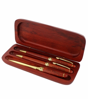 ROSEWOOD PEN, PENCIL, LETTER OPENER BOX SET