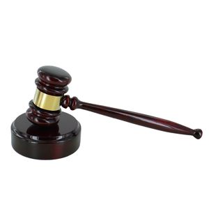 ROSEWOOD PIANO FINISH GAVEL AND BLOCK WITH BRASS ENGRAVABLE BAND 10 INCH GAVEL 4 INCH BLOCK. INDIVIDUAL BOXES.
