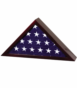 25 x 3-3/4 x 12-1/2 INCH ROSEWOOD PIANO FINISHED WOOD FLAG CASE, HOLDS 5 X 9-1/2 INCH AMERICAN FLAG