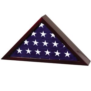 ROSEWOOD PIANO FINISHED WOOD FLAG CASE, HOLDS 5 X 10 INCH AMERICAN FLAG