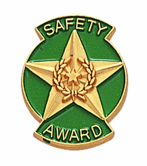 3/4 Inch Die-Struck Enameled Safety Award Star Pin in Gold