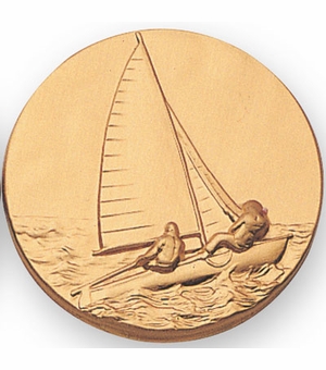2-Inch in Diameter Round Metal Sailing Themed Stamped Insert in Gold