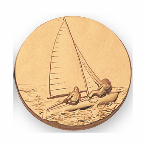 2-Inch in Diameter Round Metal Sailing Themed Stamped Insert in Gold