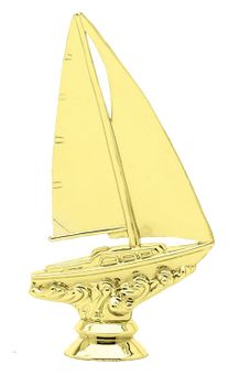 5 INCH GOLD PLASTIC SAILBOAT TROPHY FIGURE