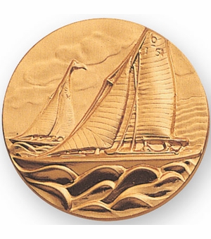 2-Inch in Diameter Round Metal Sailing Stamped Insert in Gold or Silver