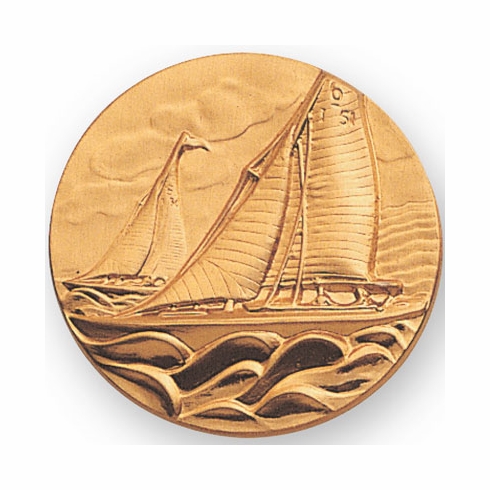 2-Inch in Diameter Round Metal Sailing Stamped Insert in Gold or Silver
