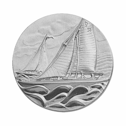 2-Inch in Diameter Round Metal Sailing Stamped Insert in Gold or Silver