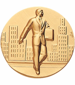 2-Inch in Diameter Round Metal Salesman Stamped Insert in Gold