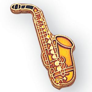 SAXOPHONE PIN ENAMELED GOLD