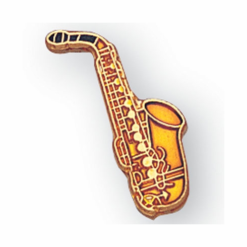 SAXOPHONE PIN ENAMELED GOLD